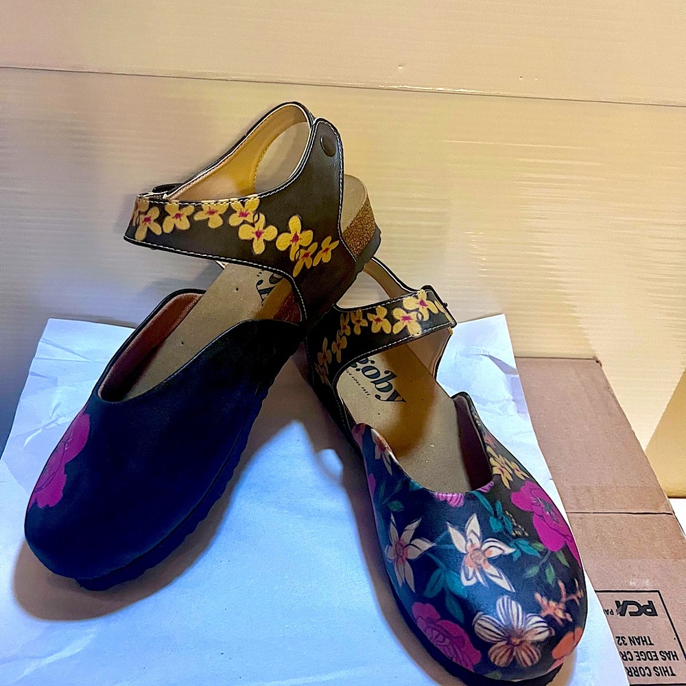 Floral Women's Mules with Adjustable Strap